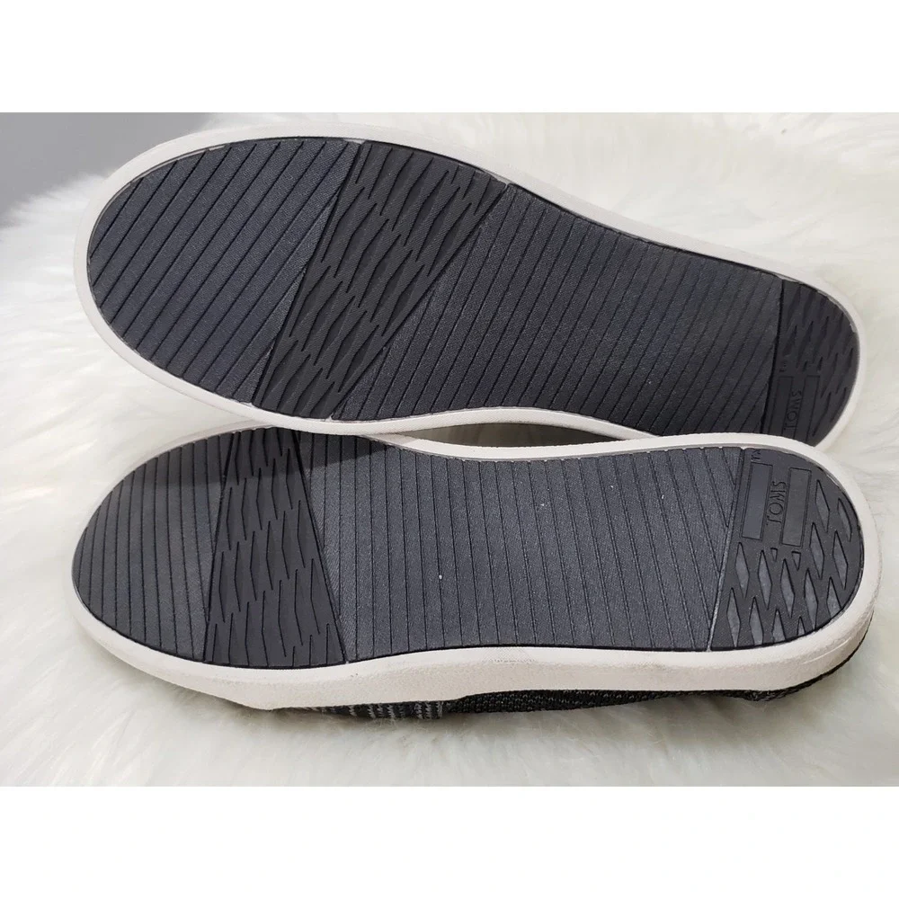 NEW SZ 5.5 Womens Toms Avalon Black Knit Euro 36 Slip On Shoes Sneakers Comfort